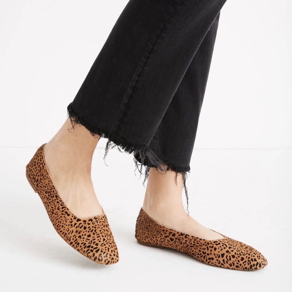 Madewell Square-Toe Flats in Leopard Calf Hair